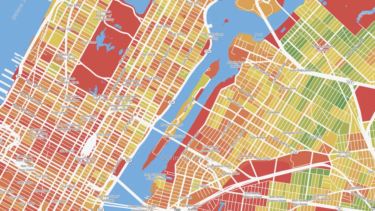 Roosevelt Island, Manhattan, NY Map of Drug-Related Crime Rates