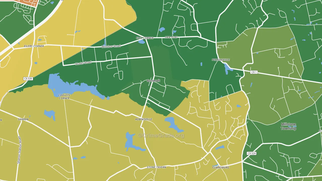 Roosevelt, NJ Map of Drug-Related Crime Rates