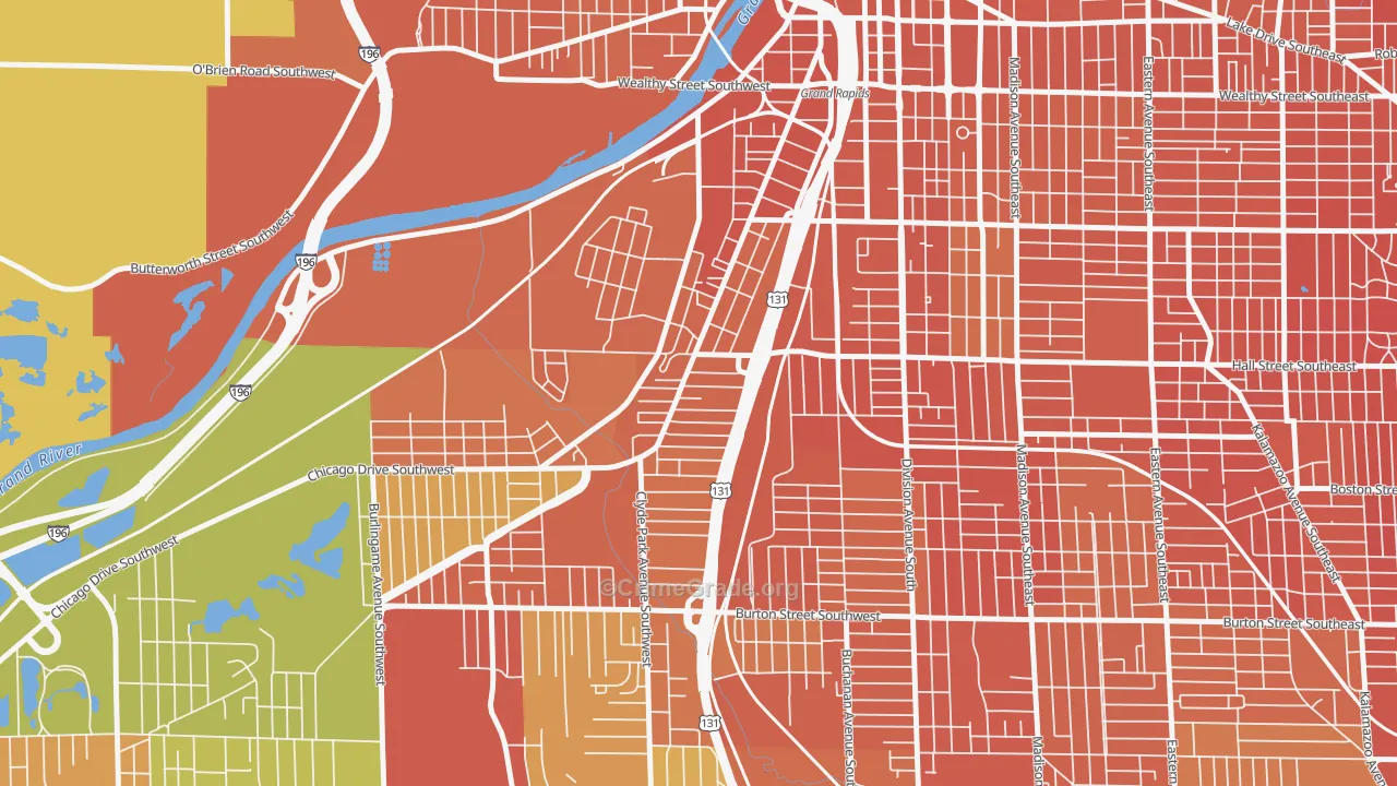 Roosevelt Park, Grand Rapids, MI Map of Drug-Related Crime Rates