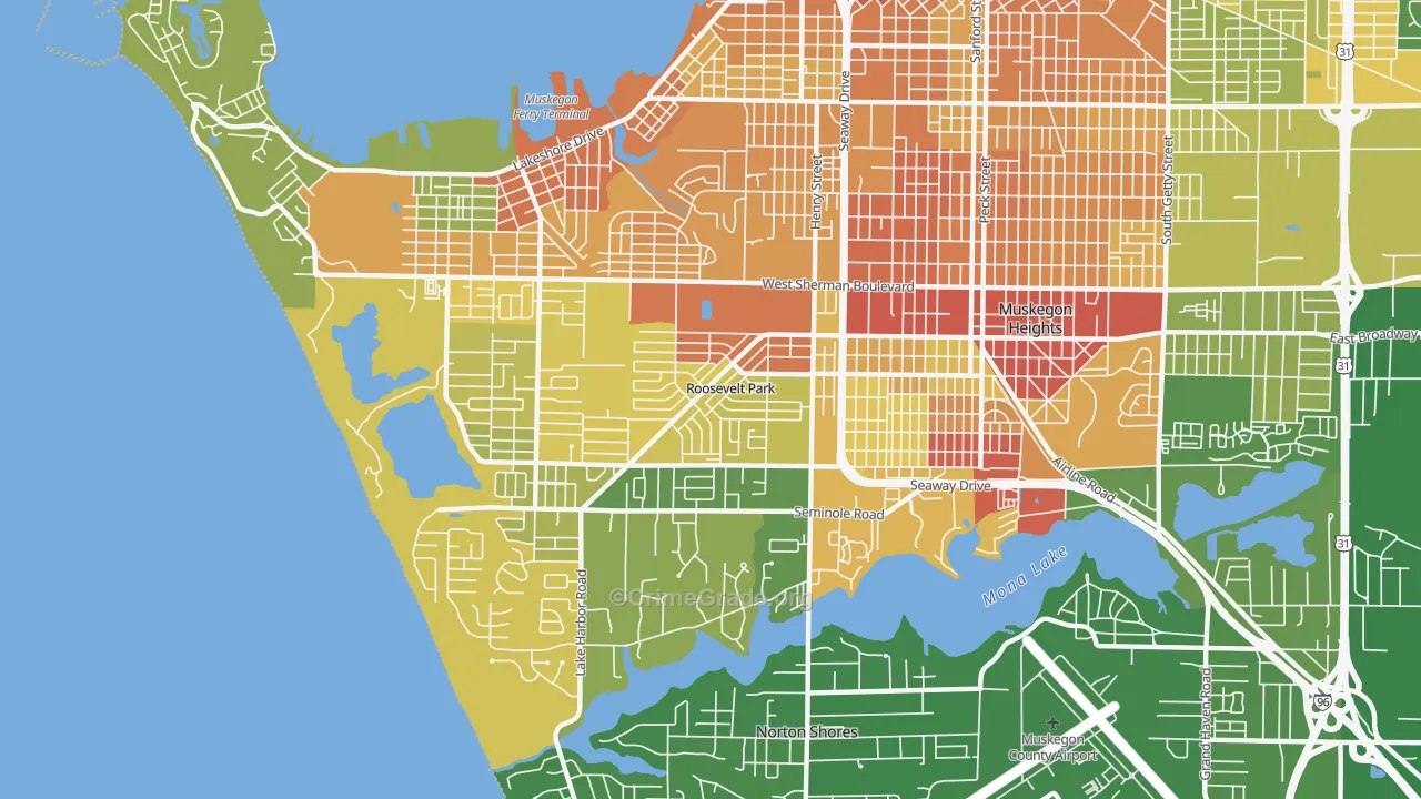 Roosevelt Park, MI Map of Drug-Related Crime Rates
