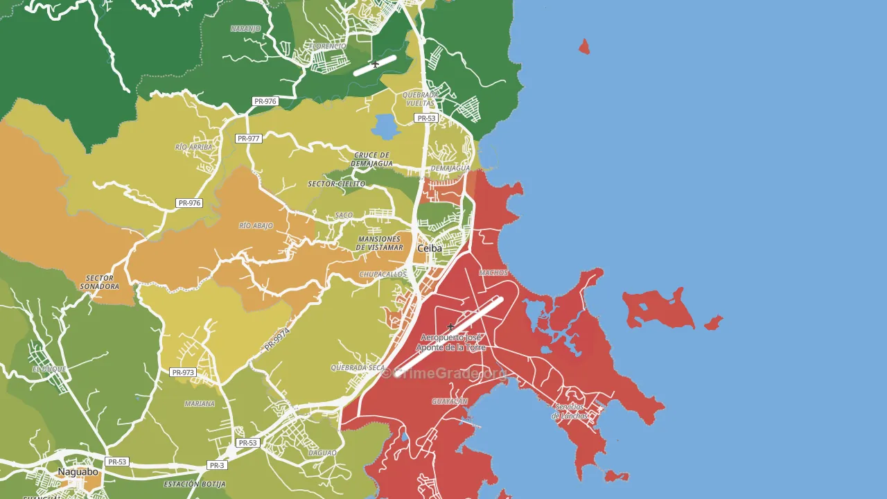Roosevelt Roads Naval Station, PR Map of Drug-Related Crime Rates