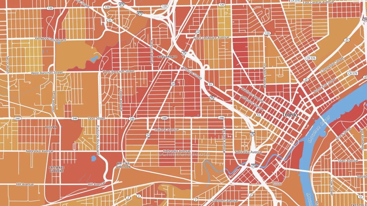 Roosevelt-Toledo, Toledo, OH Map of Drug-Related Crime Rates