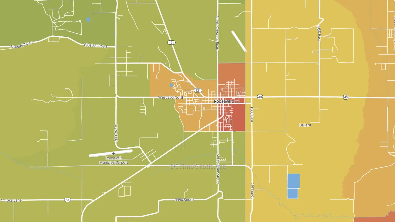 Roosevelt, UT Map of Drug-Related Crime Rates