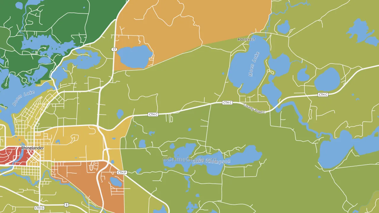 Roosevelt, WI Map of Drug-Related Crime Rates
