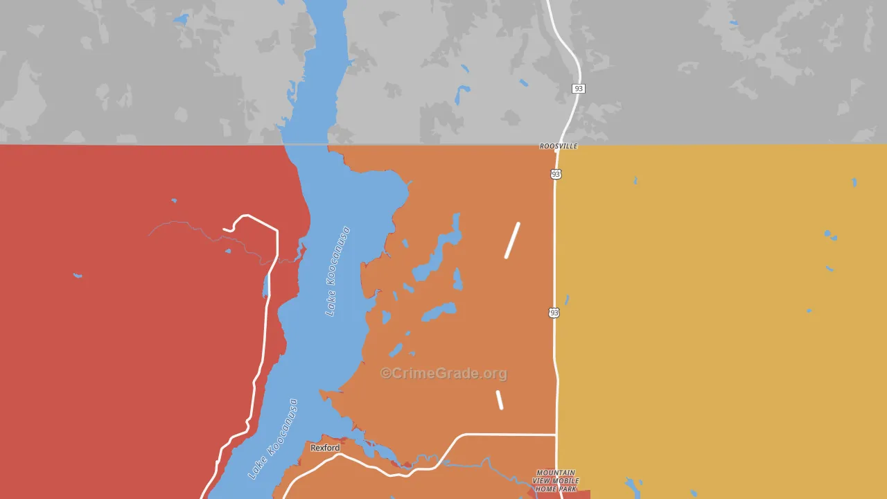 Roosville, MT Map of Drug-Related Crime Rates