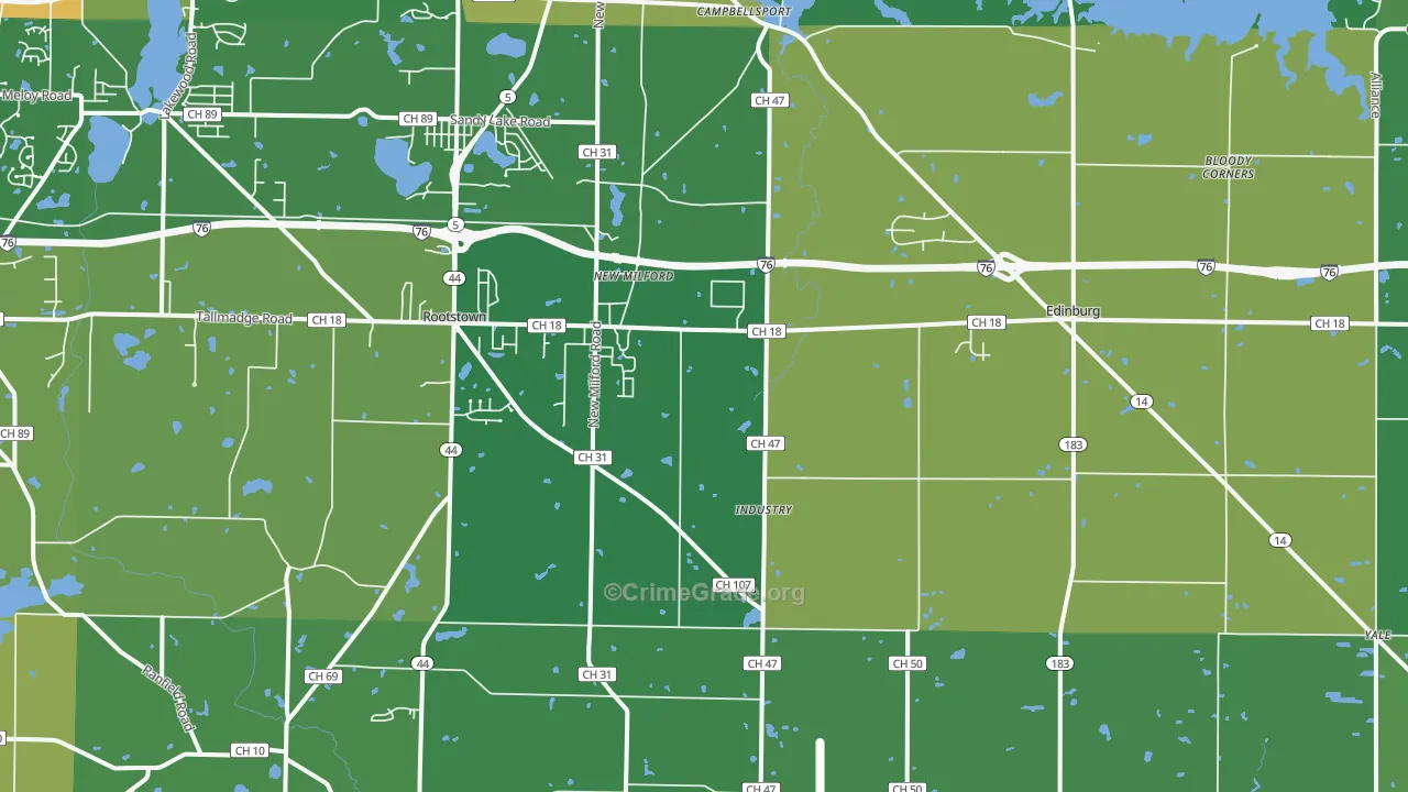 Rootstown, OH Map of Drug-Related Crime Rates
