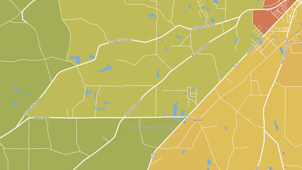 Roper, GA Map of Drug-Related Crime Rates