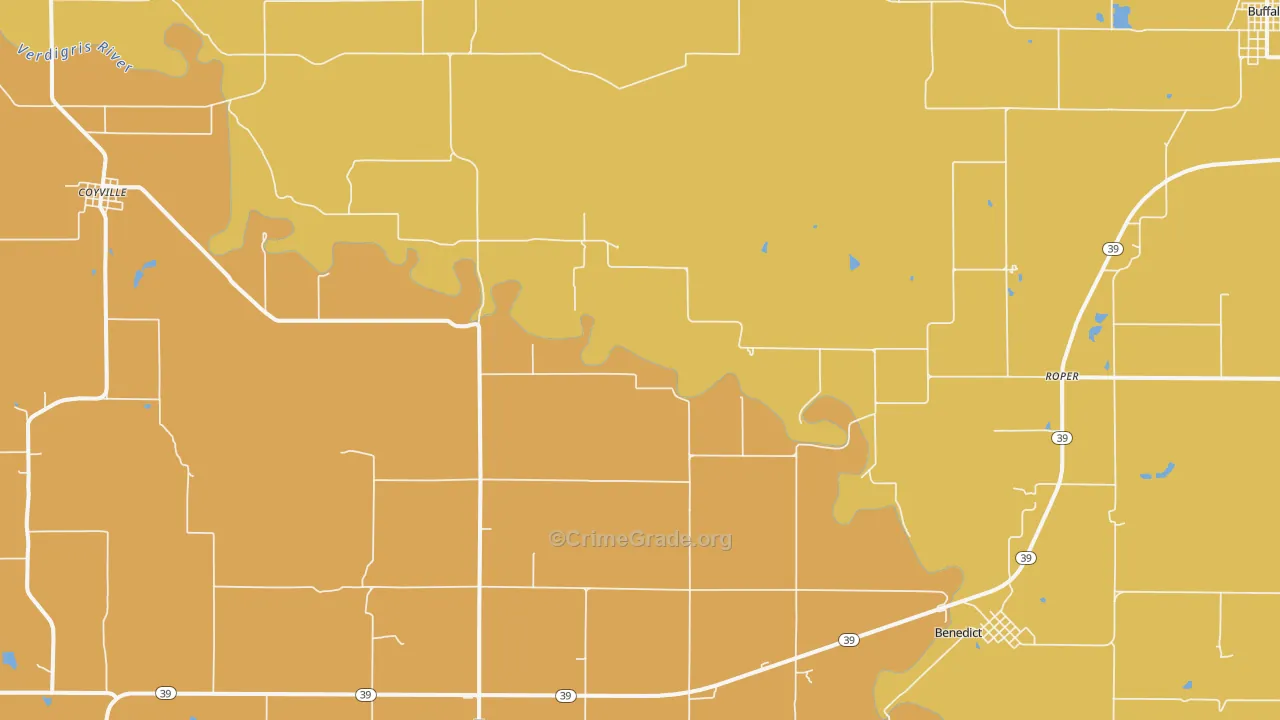 Roper, KS Map of Drug-Related Crime Rates