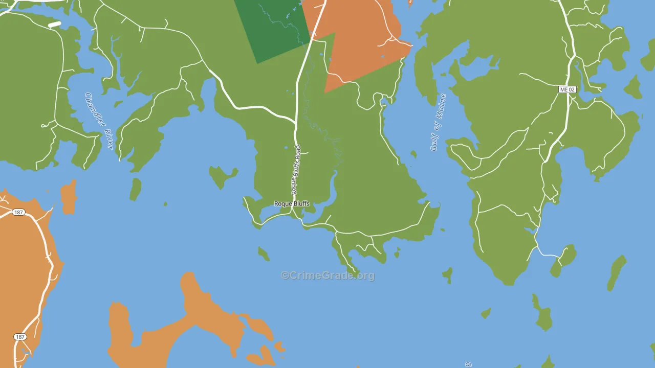 Roque Bluffs, ME Map of Drug-Related Crime Rates