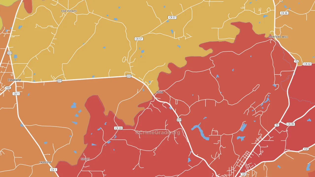 Rosa, AL Map of Drug-Related Crime Rates
