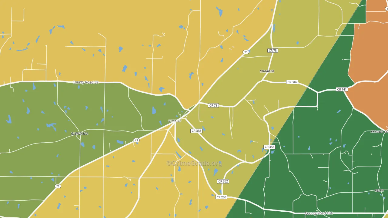 Rosalie, AL Map of Drug-Related Crime Rates