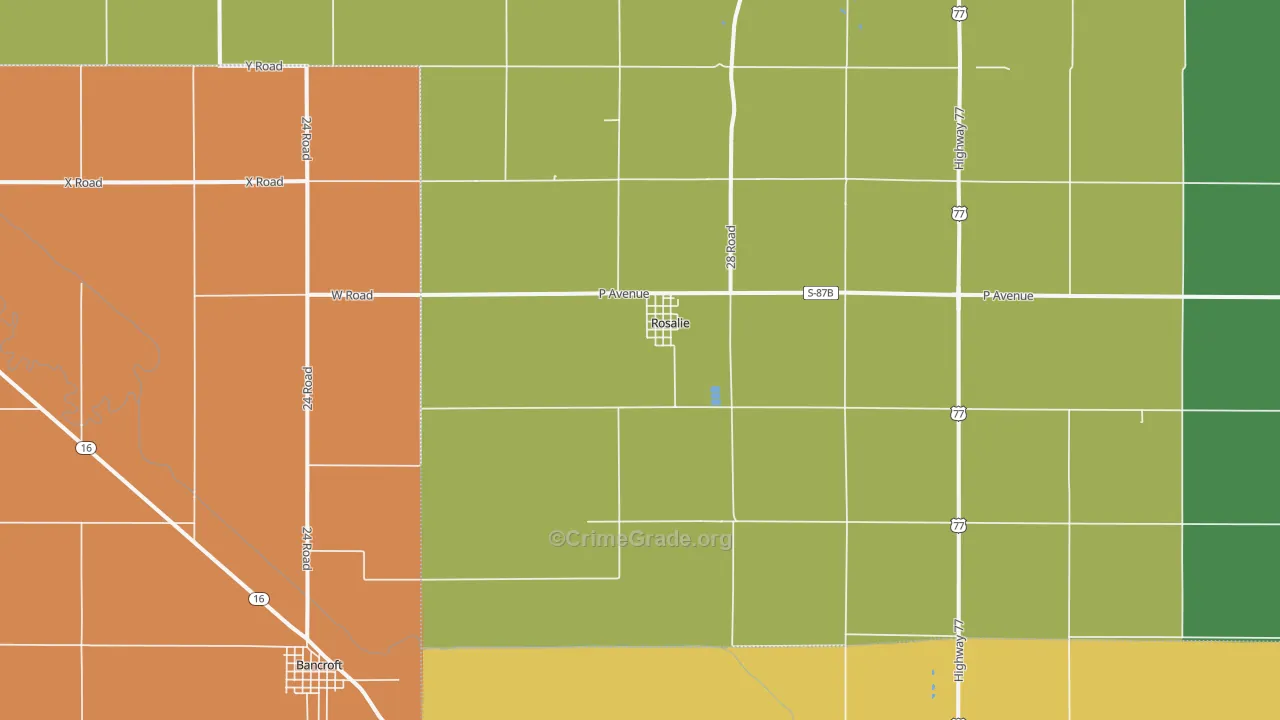 Rosalie, NE Map of Drug-Related Crime Rates