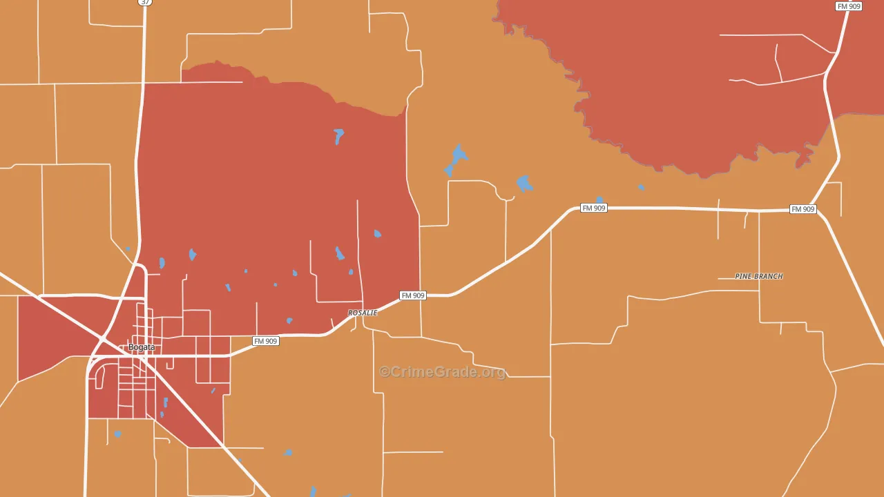 Rosalie, TX Map of Drug-Related Crime Rates