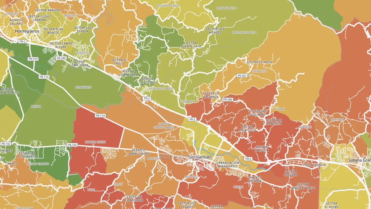 Rosario, PR Map of Drug-Related Crime Rates