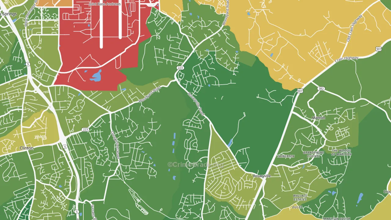 Rosaryville, MD Map of Drug-Related Crime Rates