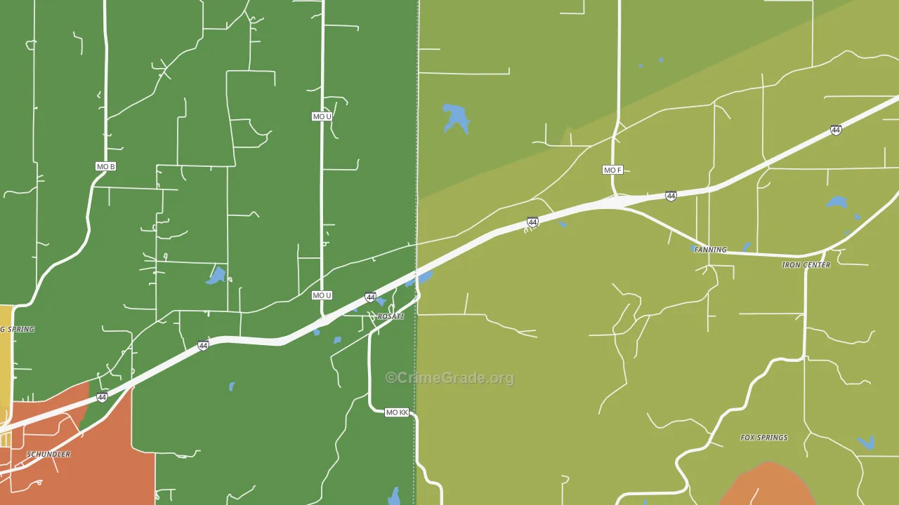 Rosati, MO Map of Drug-Related Crime Rates