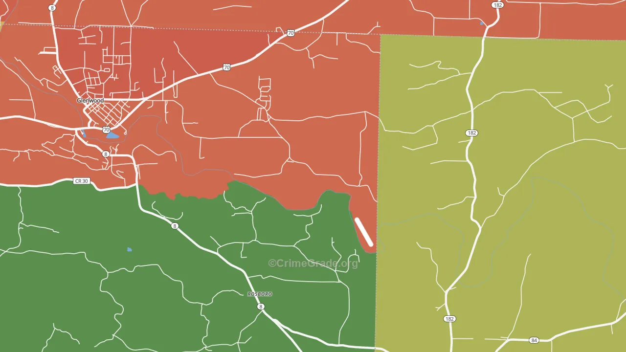 Rosboro, AR Map of Drug-Related Crime Rates