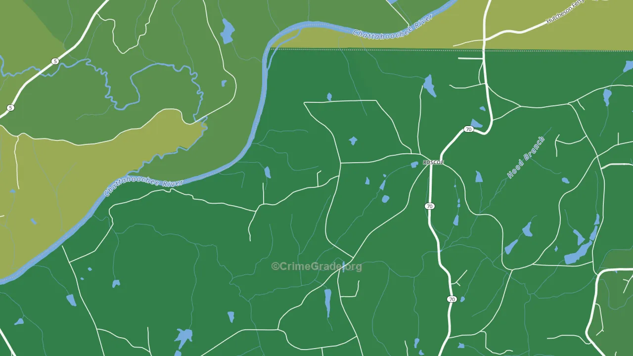 Roscoe, GA Map of Drug-Related Crime Rates