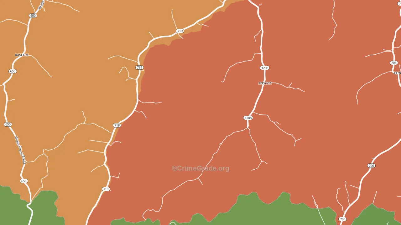 Roscoe, KY Map of Drug-Related Crime Rates