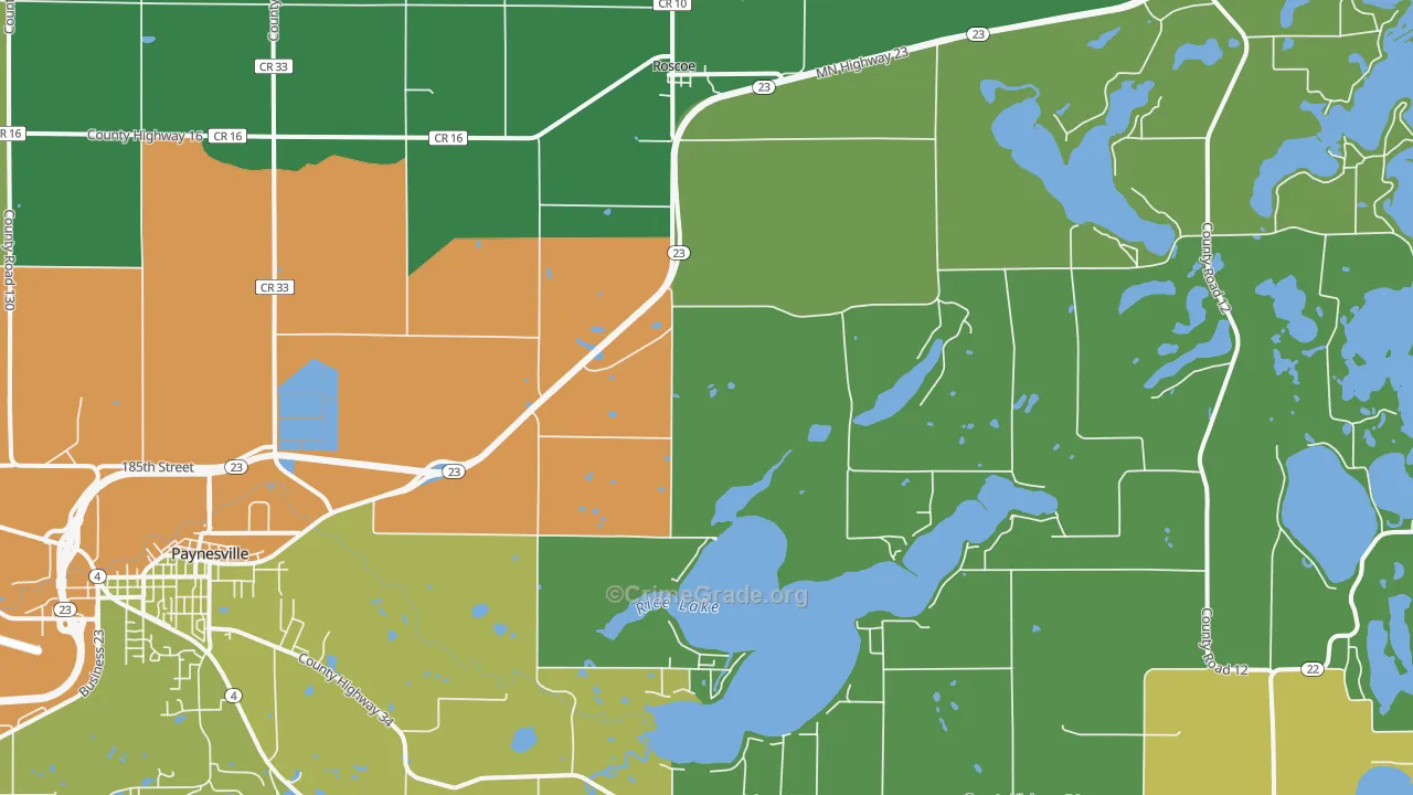 Roscoe, MN Map of Drug-Related Crime Rates