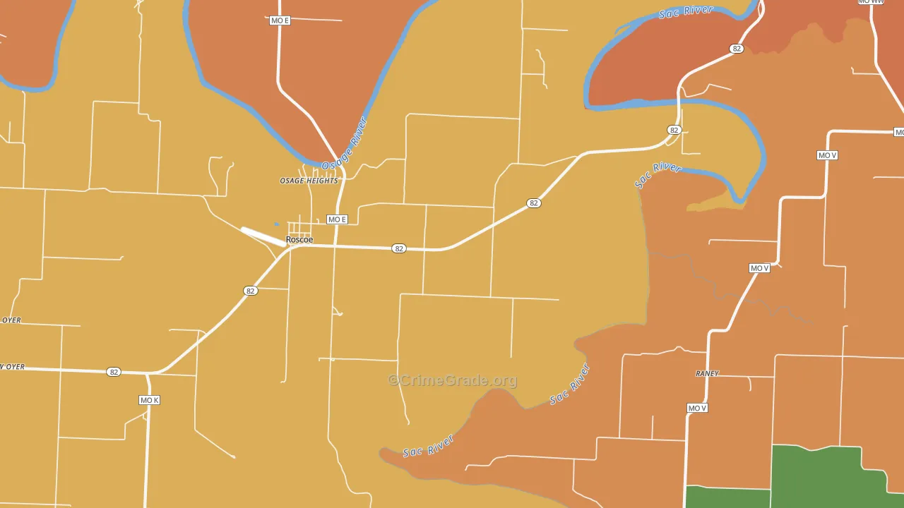 Roscoe, MO Map of Drug-Related Crime Rates