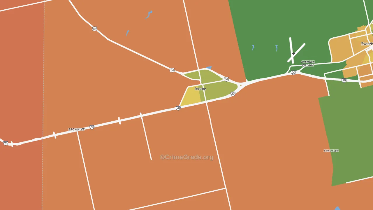 Roscoe, TX Map of Drug-Related Crime Rates