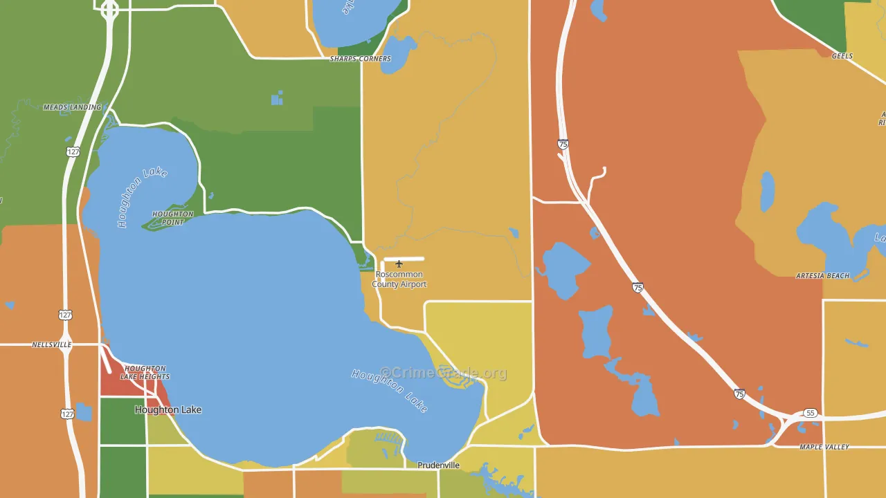 Roscommon County, MI Map of Drug-Related Crime Rates