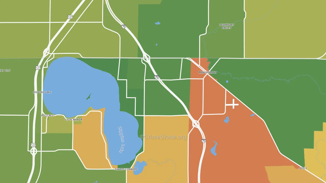 Roscommon, MI Map of Drug-Related Crime Rates