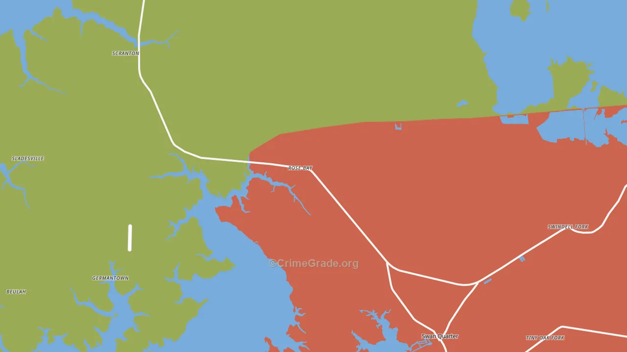 Rose Bay, NC Map of Drug-Related Crime Rates