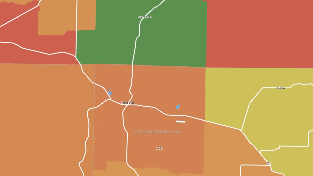 Rose Bud, AR Map of Drug-Related Crime Rates