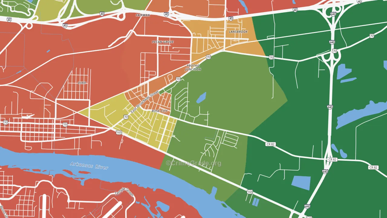 Rose City, AR Map of Drug-Related Crime Rates