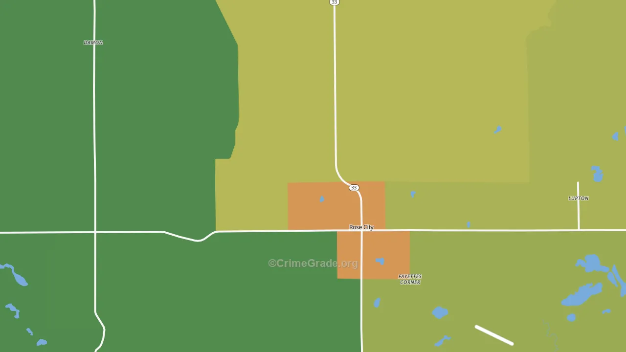 Rose City, MI Map of Drug-Related Crime Rates