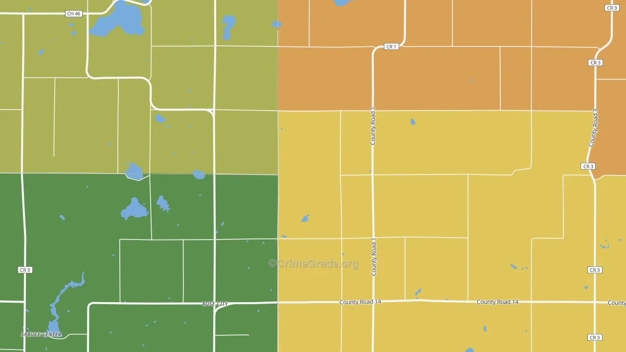 Rose City, MN Map of Drug-Related Crime Rates
