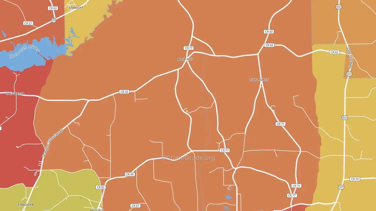Rose Hill, AL Map of Drug-Related Crime Rates