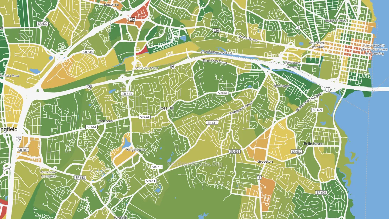 Rose Hill, Alexandria, VA Map of Drug-Related Crime Rates