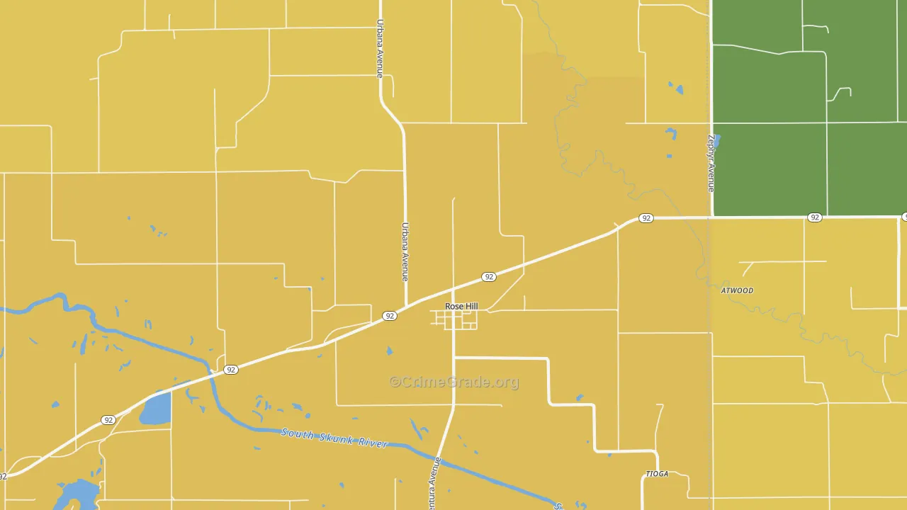 Rose Hill, IA Map of Drug-Related Crime Rates