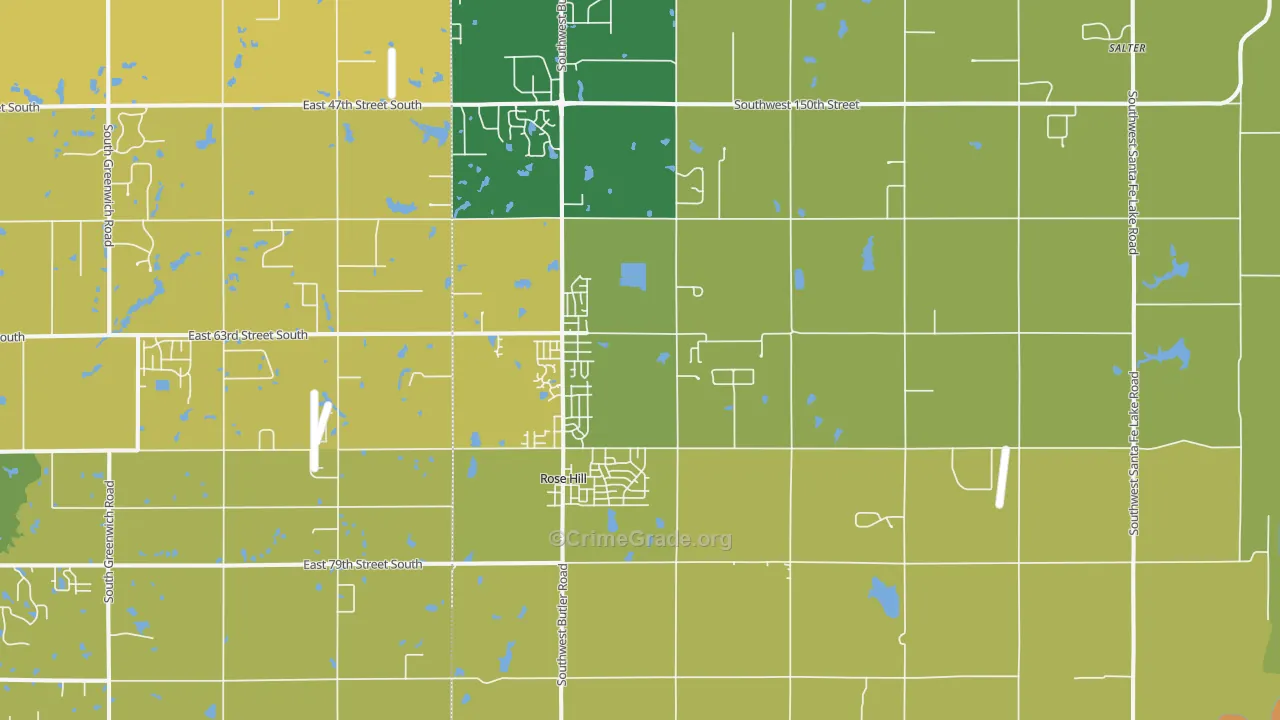 Rose Hill, KS Map of Drug-Related Crime Rates