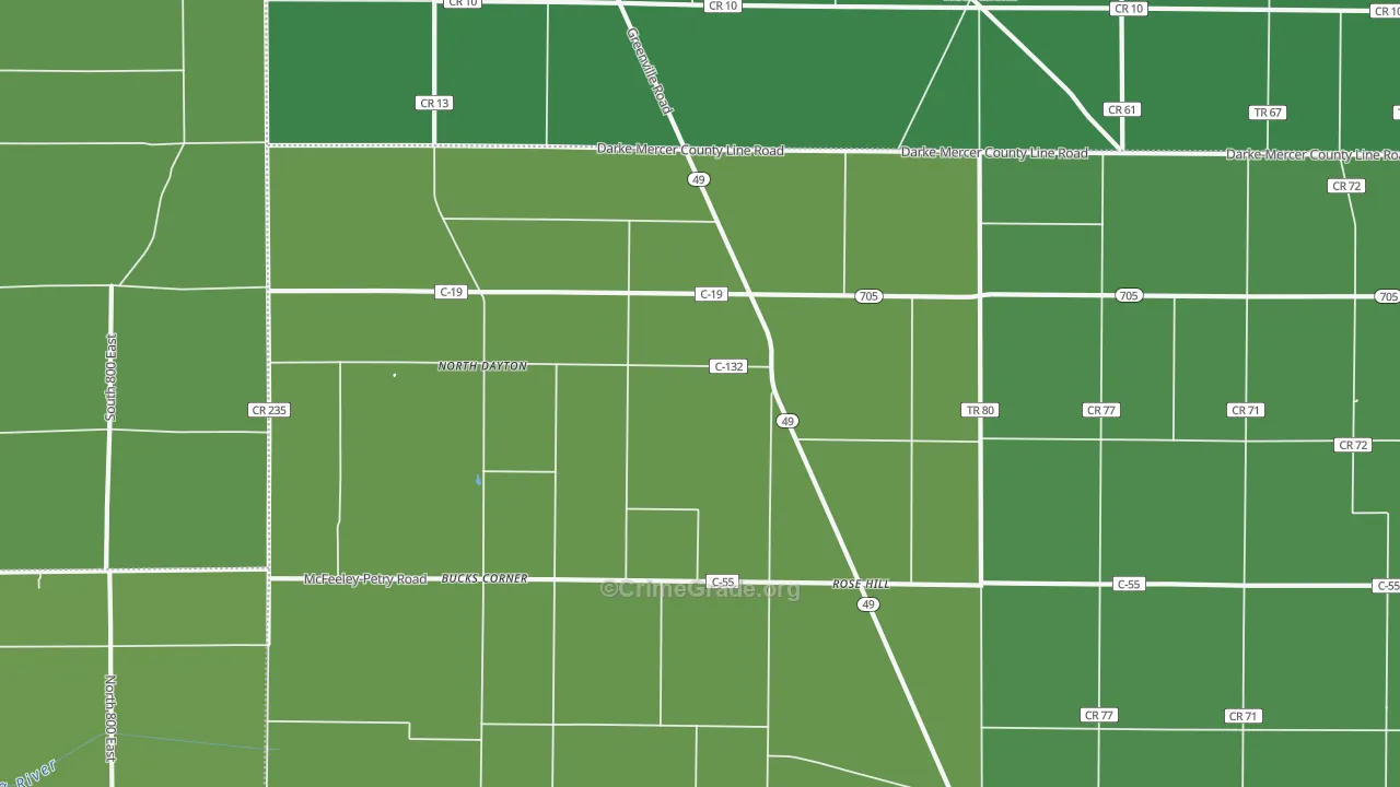 Rose Hill, OH Map of Drug-Related Crime Rates