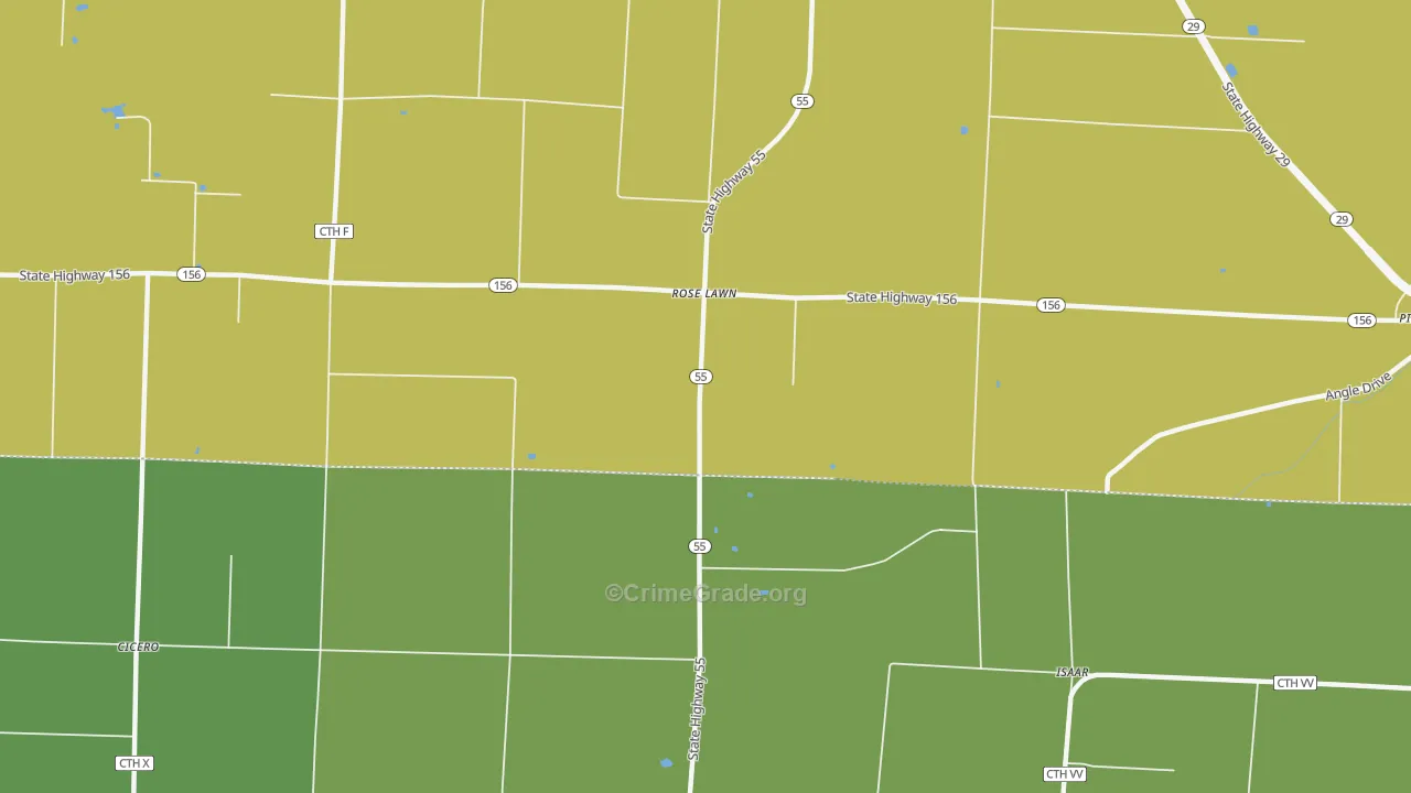 Rose Lawn, WI Map of Drug-Related Crime Rates