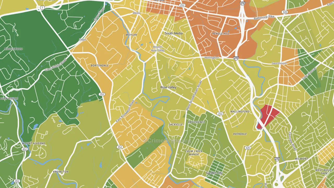 Rose Valley, PA Map of Drug-Related Crime Rates