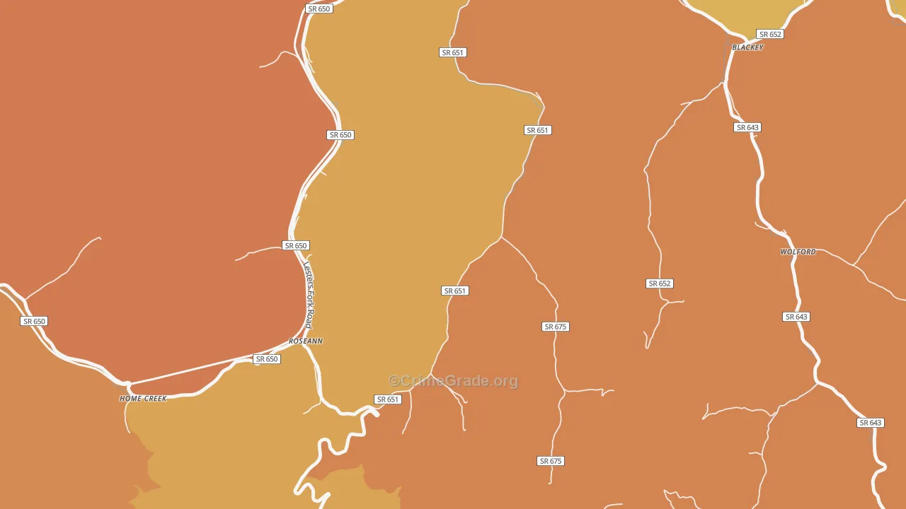 Roseann, VA Map of Drug-Related Crime Rates
