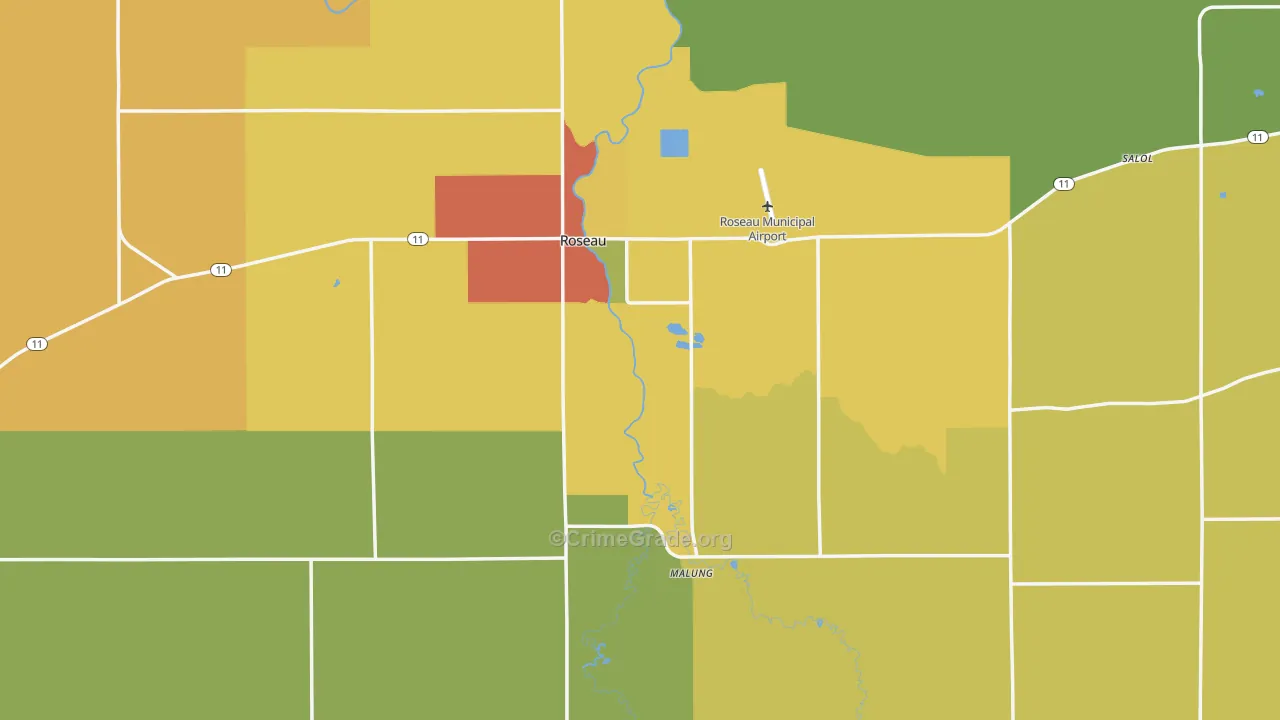 Roseau, MN Map of Drug-Related Crime Rates