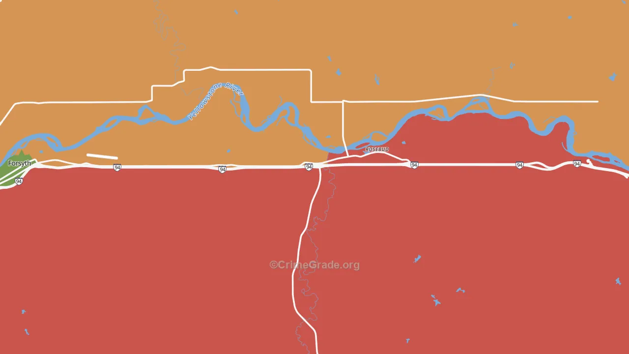 Rosebud, MT Map of Drug-Related Crime Rates