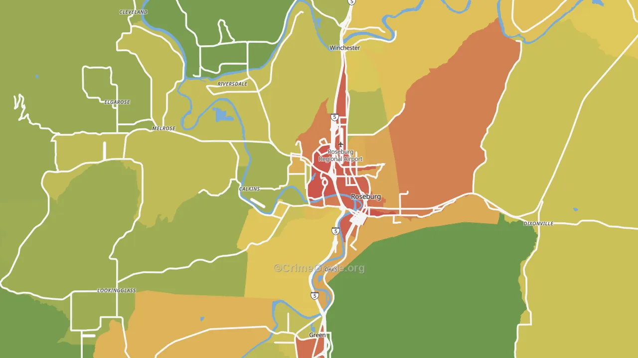 Roseburg, OR Map of Drug-Related Crime Rates