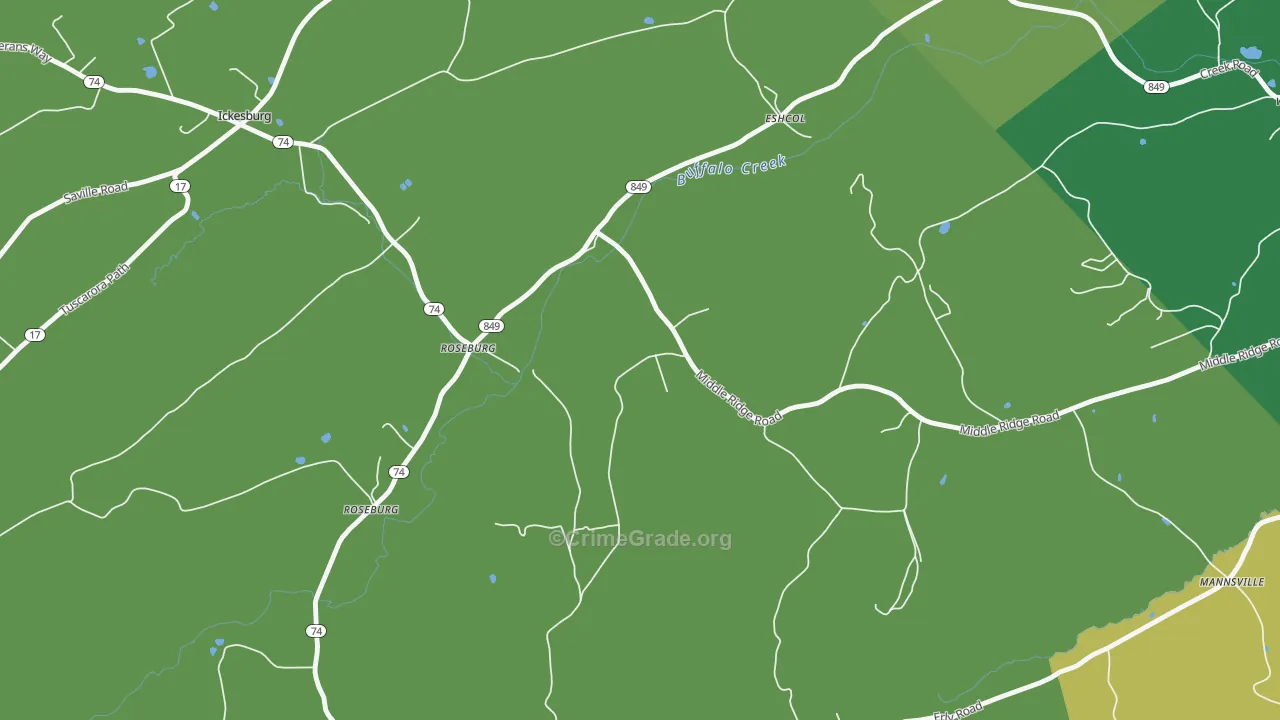 Roseburg, PA Map of Drug-Related Crime Rates