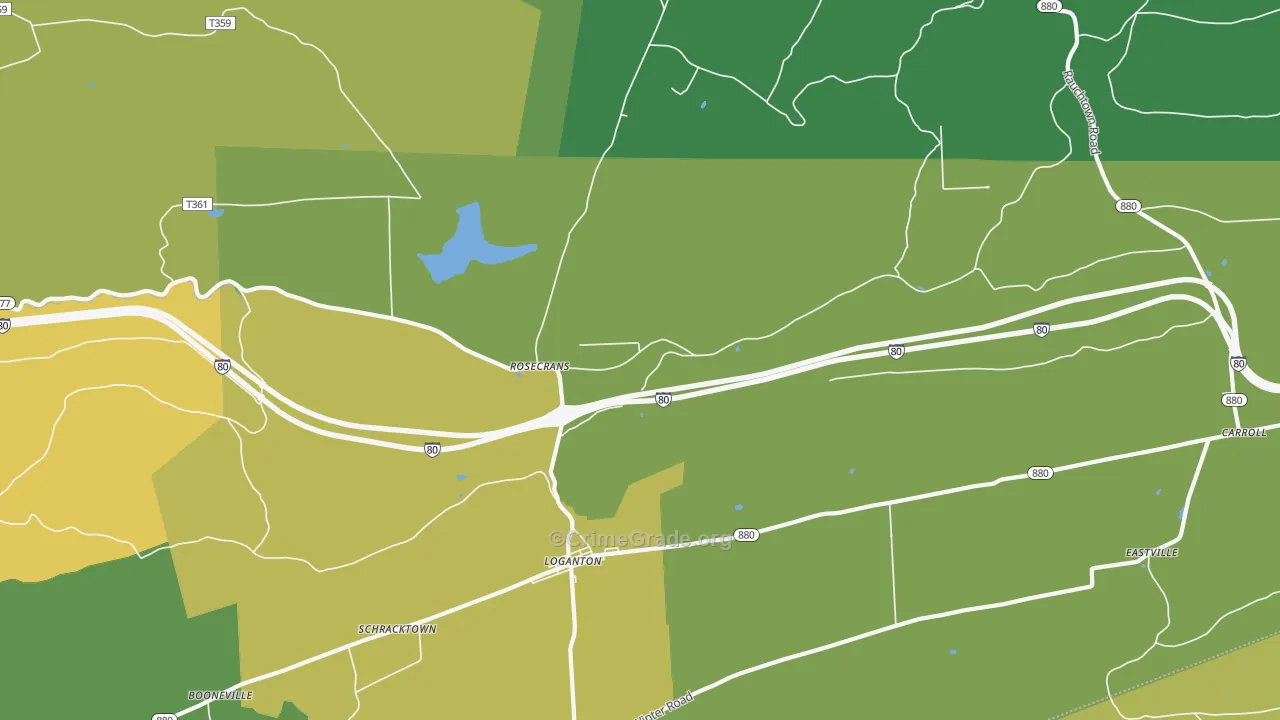 Rosecrans, PA Map of Drug-Related Crime Rates