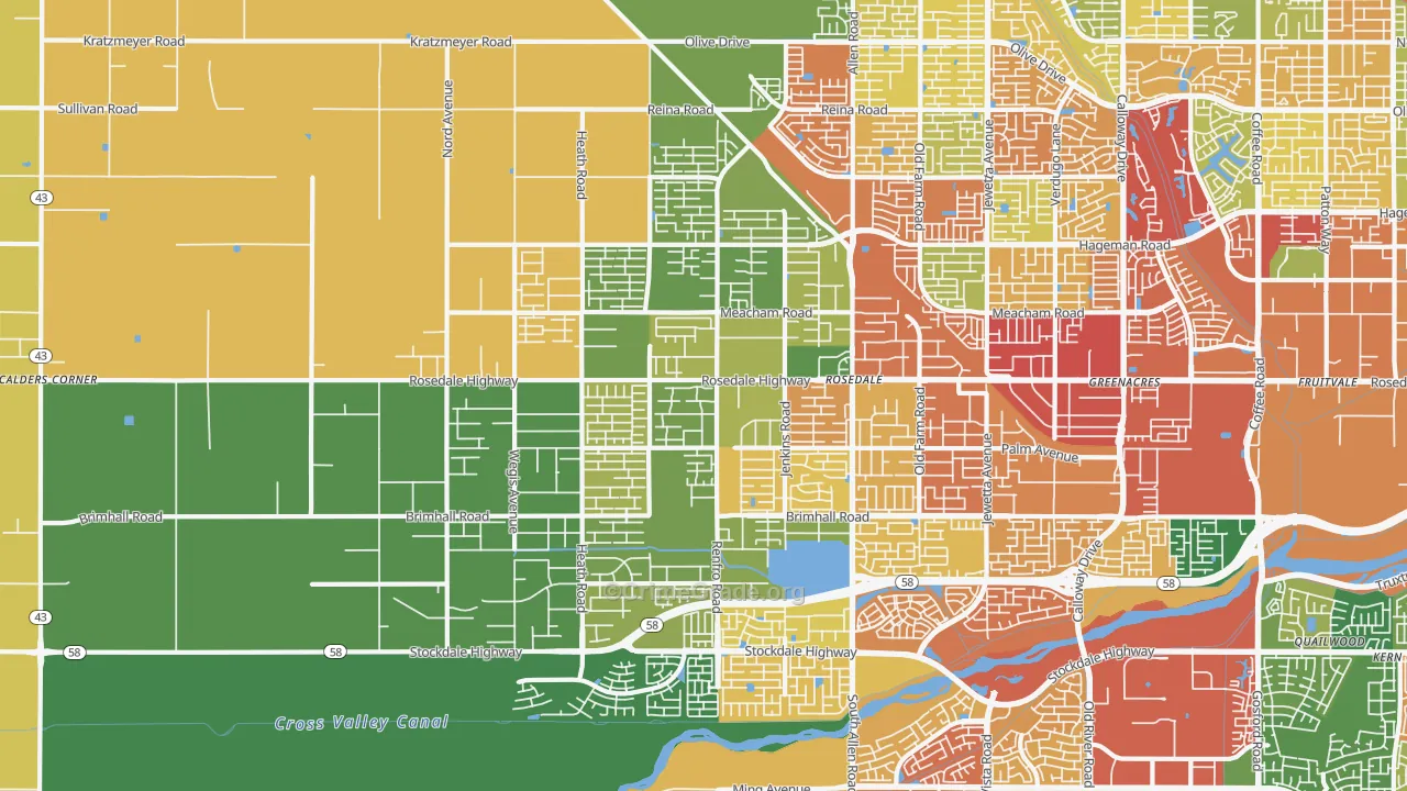 Rosedale, Bakersfield, CA Map of Drug-Related Crime Rates