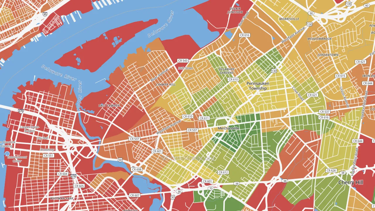 Rosedale, Camden, NJ Map of Drug-Related Crime Rates