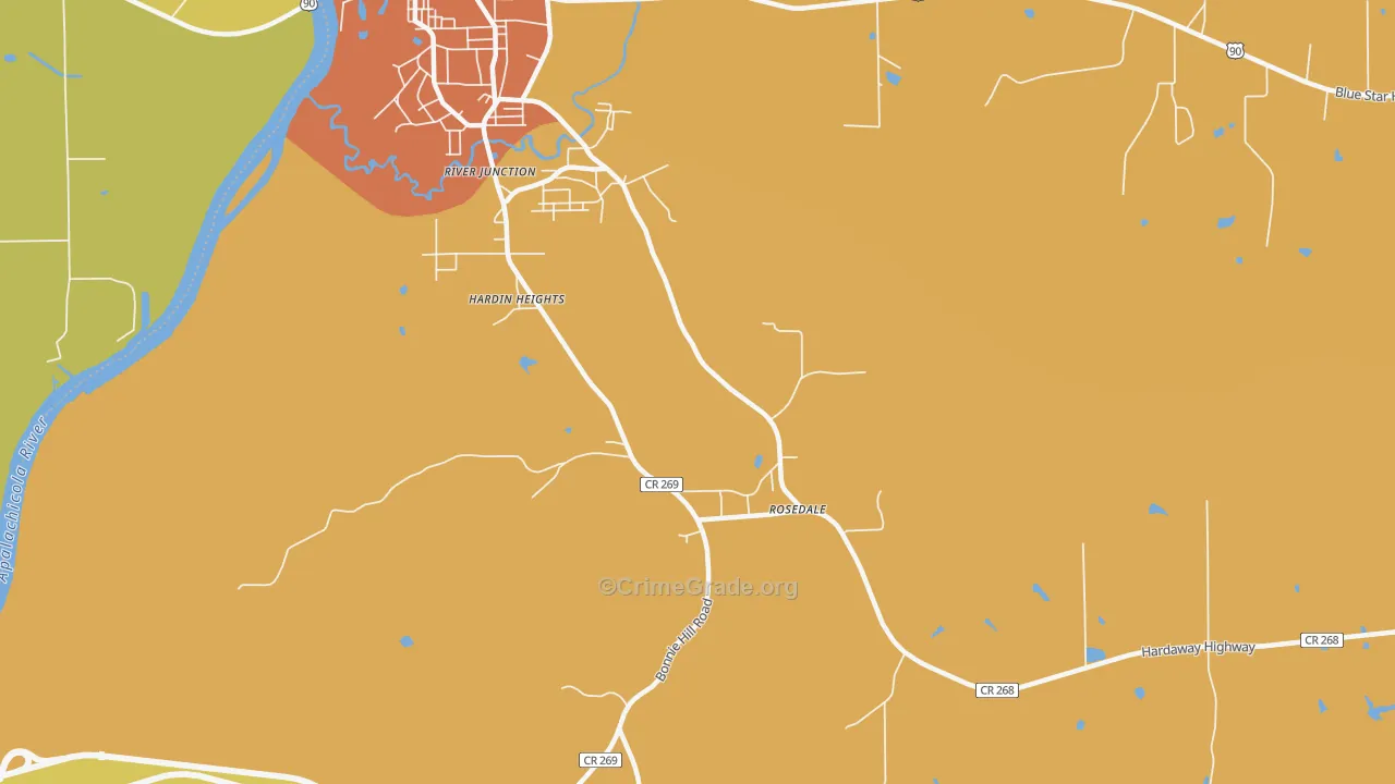 Rosedale, FL Map of Drug-Related Crime Rates