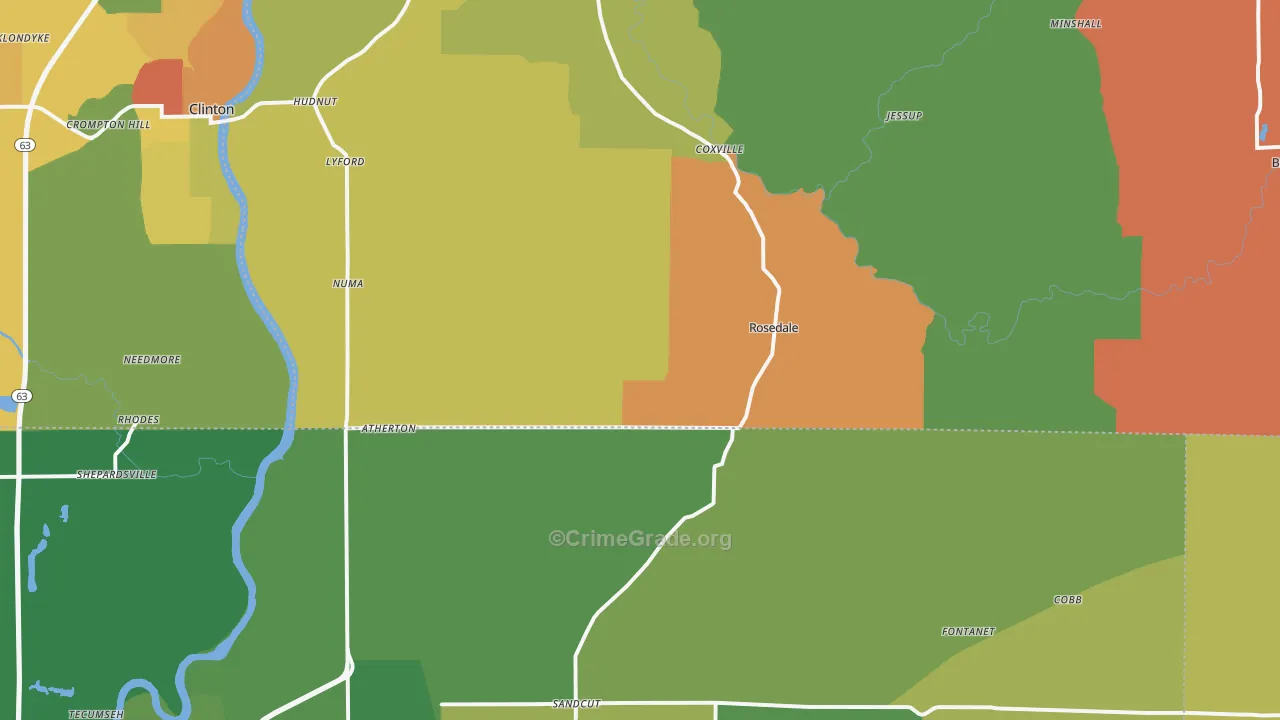 Rosedale, IN Map of Drug-Related Crime Rates